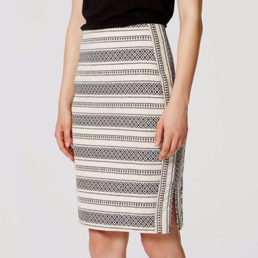 Black + White Patterned LOFT Skirt